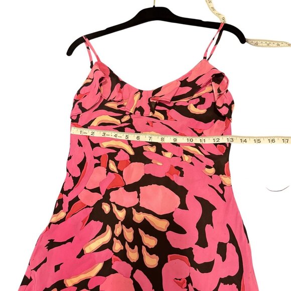 Vintage Betsey Johnson Y2K 90s Black Pink Silk Spaghetti Straps Midi Dress SizeS - Picture 7 of 9